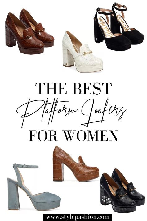 What To Wear With Platform Loafers, Loafer Heels Outfit Street Styles, How To Style Platform Loafers Women, High Heeled Loafers Outfit Style, High Heels Loafers Outfit, High Loafers Outfit, How To Style Platform Loafers, Platform Loafers Outfit Dress Work, Heeled Loafers Outfit Work