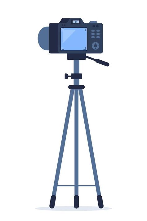 Camera on tripod with back side screen view. Vector illustration. Pink Floyd Pompeii, Camera On Tripod, Portfolio Reference, Cartoon Camera, Photoshoot Camera, Camera Vector, Skin Quotes, Camera Illustration, Camera Cartoon