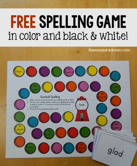 Looking for a free spelling activity? Just write words on cards and print this free spelling game for some colorful practice. Spelling Word Games, Spelling Centers, 3rd Grade Spelling, 1st Grade Spelling, The Measured Mom, Measured Mom, Teaching Spelling, Spelling Games, Spelling Practice