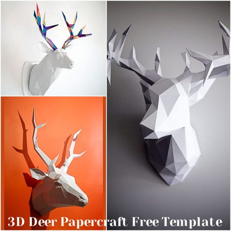 Introducing 3D Deer Papercraft Free Template for creating amazing and unique polygonal paper trophy head for gifts or interior wall design. You will get instructions and PDF paper project to make it by your own. For personal use. Free for download.File format: .pdf for Adobe Reader or other software.File size: 3 Mb. Paper Trophy, Paper Head, Paper Template Free, 3d Templates, Matchbox Crafts, Cat Template, Free Paper Models, 3d Paper Art, Paper Sculptures