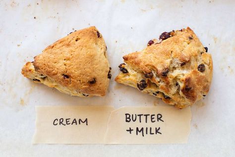 Cream scones vs. butter scones | King Arthur Baking Thermomix Scones, Tender Scones, Butter Scones, No Heavy Cream, Cream Scones Recipe, Basic Scones, King Arthur Gluten Free, Drop Scones, Cream Scones