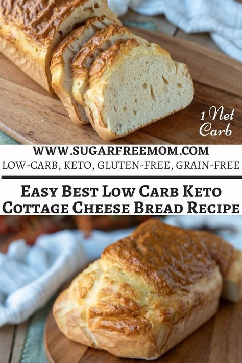 Easy Best Low Carb Keto Cottage Cheese Bread Recipe Keto Recipes Nut Free, Low Carb Gluten Free Bread Recipes, Keto Cauliflower Bread, Carb Free Bread Recipe, Keto Gluten Free Bread, Low Carb Bread Recipes Easy, Low Carb Cottage Cheese Bread, High Protein Bread Recipe, Keto High Protein Meals