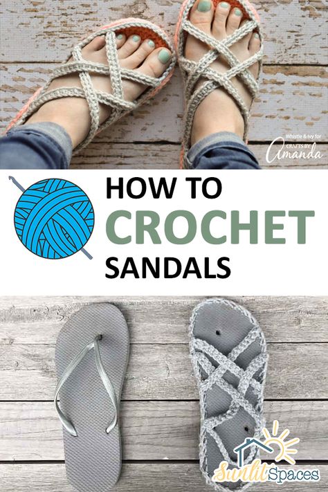 How to Crochet Sandals | Crochet | Sandals | DIY Sandals | DIY Crochet Sandals | Crochet Sandals | Crochet Sandals Tutorial #crochet #crochetsandals #DIY Diy Crochet Sandals, Crochet Flip Flops, Diy Sandals, Diy Slippers, Crochet Shoes Pattern, Crochet Slipper Pattern, Crochet Sandals, Crochet Socks, Slippers Pattern