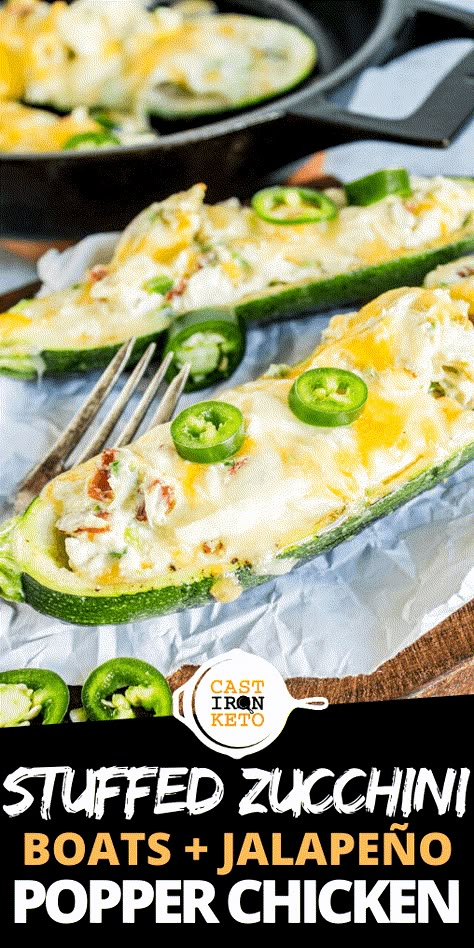 Chicken Cream Cheese, Zucchini Boat Recipes, Stuffed Zucchini Boats, Popper Chicken, Jalapeno Popper Chicken, How To Cook Zucchini, Stuffed Zucchini, Zucchini Boats, Jalapeno Popper