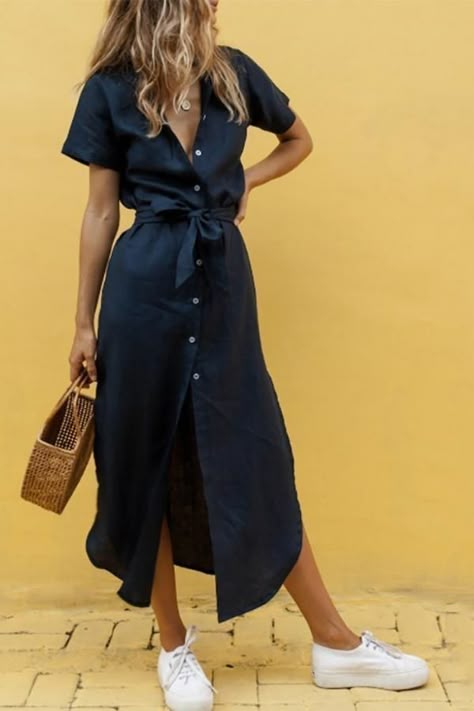 Summer Work Dresses, Mode Ab 50, Look Boho Chic, Shirt Dress Summer, Elegante Casual, Mode Casual, Short Sleeve Maxi Dresses, Cool Summer, Mode Inspo