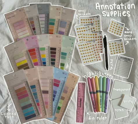 #annotation #books #bookstagram #highlighters #booktabs #bookstickers #fyp Annotating Books Supplies, Book Annotation Kit, Annotating Books Ideas, Book Annotation Supplies, Book Tabs Ideas, Highlighted Books, Aesthetic Book Annotation, Annotation Supplies, Annotating Supplies