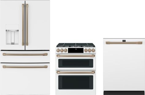 White Matte Kitchen Appliances, Ge Cafe Matte White Kitchen, Matte White Kitchen, Double Oven Gas Range, Double Oven Gas, Ge Cafe Appliances, Ge Cafe, Gas Range Double Oven, White Kitchen Appliances