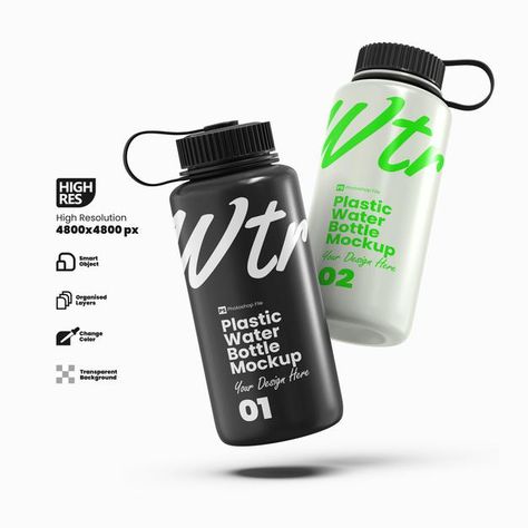 Two plastic water bottle mockup Premium ... | Premium Psd #Freepik #psd #mockup #water #sports #fitness Water Bottle Branding, Plastic Bottle Design, Water Bottle Mockup, Plastic Drink Bottles, Gym Bottle, Design Institute, Sports Water Bottle, Bag Mockup, Cosmetic Bottles