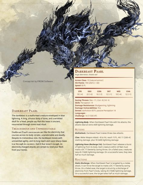 Darkbeast Paarl Bloodborne Monsters, Bloodborne Dnd, Dnd Enemies, Homebrew Monsters, 5e Monsters, Dnd Stats, Dnd Monster, Dnd Creatures, Monster Manual