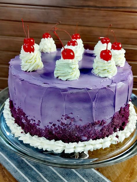 Purple Yam, Chiffon Cake, Christmas Special, Christmas Cake, Red Ribbon, Christmas Food, Cake Recipes, Purple, Cake