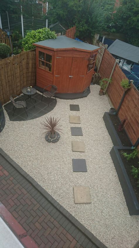 my triangular gravel garden Triangle Backyard Landscaping, Triangular Backyard Landscaping, Triangle Garden Ideas Design, Triangular Garden Ideas, Triangle Shaped Garden Ideas, Small Triangular Garden Ideas, Triangle Shape Garden Ideas, Small Gravel Garden Ideas, Triangle Shaped Garden