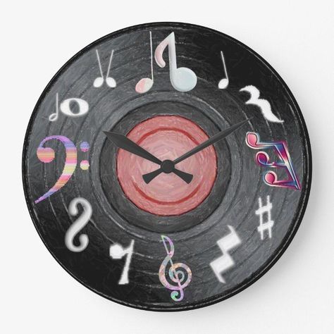 Clock Design Ideas Creative, Music Clock, Clock Design Ideas, Handmade Wall Clocks, Music Jokes, Music Beats, Plate Wall Decor, Art N Craft, Music Design