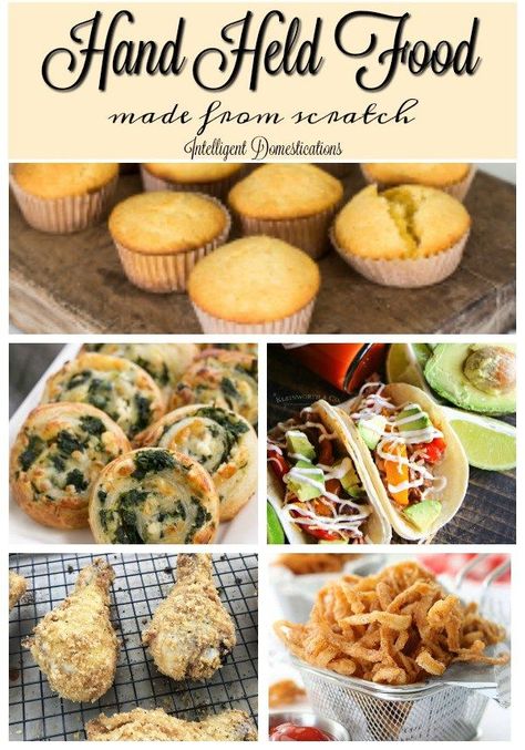 Hand Held Food recipes made from scratch.#recipes #cookingfromscratch #partyfood Hand Held Lunches, Hand Held Lunch Ideas, Hand Held Dinner Ideas, Hand Held Food Ideas, Made From Scratch Recipes, Field Meals, Hand Held Food, Finger Food Recipes, From Scratch Recipes