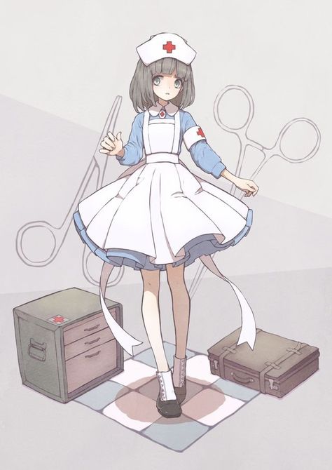 She reminds me of a anime character I created Anime Nurse, Nurse Drawing, Nurse Outfit, Nurse Aesthetic, Nurse Art, Cute Nurse, Nursing Clothes, Drawing Clothes, Creepy Cute