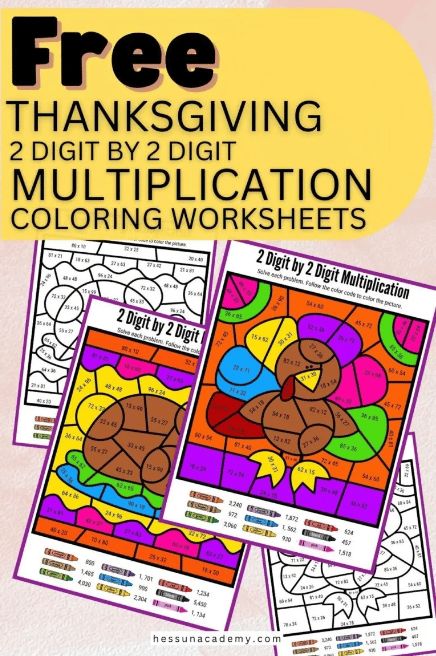 Thanksgiving Multiplication Worksheets, Thanksgiving Division, Thanksgiving Multiplication, 2 Digit Multiplication, Two Digit Multiplication, Multiplication Color By Number, Double Digit Multiplication, Letter A Coloring Pages, Multi Digit Multiplication