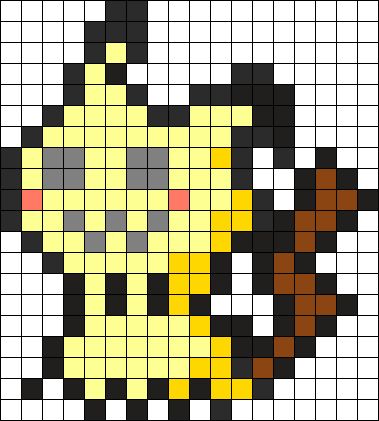 Mimikyu Perler Bead Pattern / Bead Sprite Pixel Pokemon, Kandi Cuff Patterns, Pokemon Perler, Pokemon Pixel, Kandi Cuffs, Pokemon Bead, Pixel Art Pokemon, Pokemon Pattern, Pokemon Perler Beads