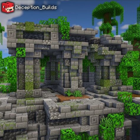 Minecraft House Backyard, Minecraft Ruined House, Minecraft Jungle Ruins, Minecraft Overgrown Builds, Minecraft Gravestone, Minecraft Ruins Ideas, Minecraft Sewer, Minecraft Shipwreck, Ruins Minecraft