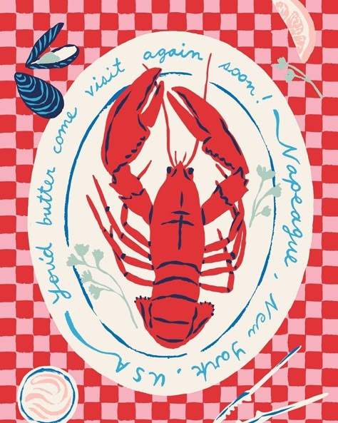 All Posts • Instagram Detailed Illustration Art, Lobster Aesthetic, Lobster Wallpaper, Lobster Graphic, Lobster Painting, Lobster Drawing, Lobster Illustration, Nautical Illustration, Illustrator Poster