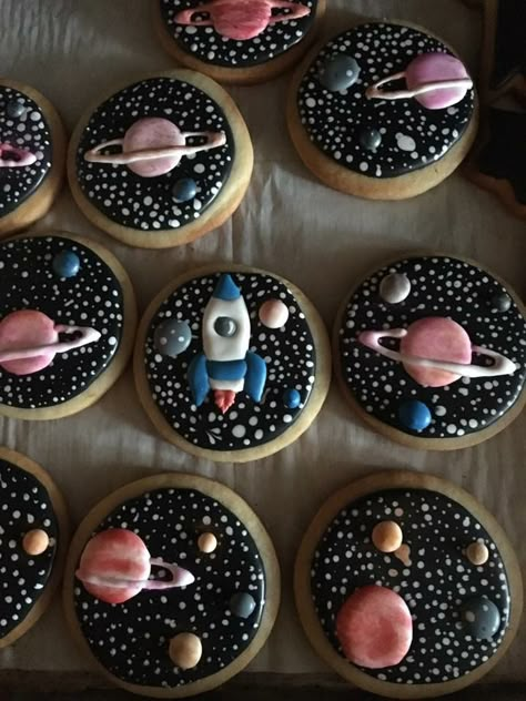 Galaxy Solar System, Welcome Home Parties, Royal Iced Cookies, Space Theme Party, Outer Space Party, Themed Cookies, Space Birthday Party, Space Birthday, Space Party