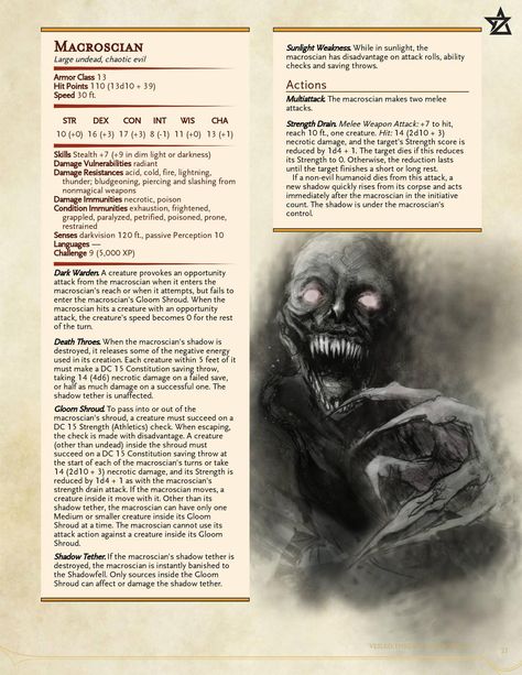 [A-Z] Day 18: Macroscian (Long Shadow) - Album on Imgur Shadow Creatures, Dnd Stats, Shadow Monster, Dnd Campaign, Dungeon Master's Guide, Dnd Classes, Dungeons And Dragons 5e, Dungeons And Dragons Classes, Dnd 5e Homebrew