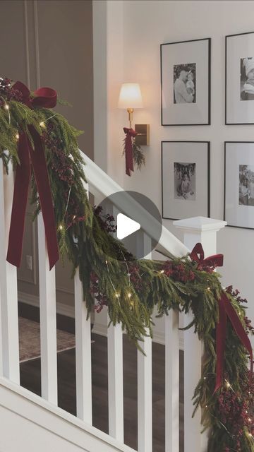 Evelyn Hernandez on Instagram: "A red Christmas 🥹♥️

Sneak peek of my living room so far! This is the Kirklands Norfolk Pine garland, my favorite for my stair railing! 

#christmasstaircase #christmasrail #christmasgarland #redchristmas #redchristmasdecor #christmasdecor #christmasideas #christmasinspiration #ltk #ltkhome" Evelyn Hernandez, Banister Garland, Norfolk Pine Garland, Christmas Staircase, Norfolk Pine, Red Christmas Decor, Pine Garland, My Living Room, Stair Railing