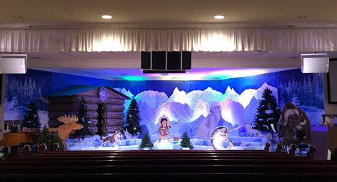 Operation Arctic VBS 2017 Operation Arctic Vbs Decorations, Arctic Vbs Decorations, Winter Vbs, Arctic Decorations, Northern Lights Decorations, Operation Arctic Vbs, Arctic Vbs, Christmas Stage, Vbs Themes