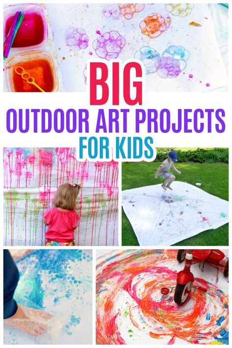 BIG Outdoor Art Projects for Kids to Get Creative Fun Outdoor Crafts, Outdoor Art Projects For Kids, Outdoor Art Projects, Kids Painting Projects, Crafts Outdoor, Camping Activities For Kids, Messy Art, Art Projects For Kids, Outdoor Crafts