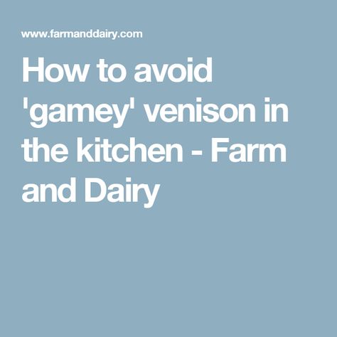 How to avoid 'gamey' venison in the kitchen - Farm and Dairy Cooking Venison, How To Cook Venison, Kitchen Farm, Dairy, The Kitchen