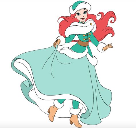 Ariel in her new and beautiful Christmas winter dress Ariel Christmas, Ariel Silhouette, Princess Christmas, Ariel And Flounder, Ariel Doll, Disney Emoji Blitz, Christmas Cutouts, Mermaid Wallpapers, Mermaid Christmas