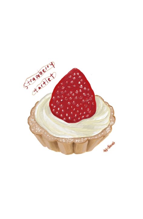 Digital painting of a strawberry tartlet Strawberry Tart Drawing, Fresco Adobe, Dessert Illustrations, Desert Drawing, Logo Sweet, Digital Art Inspiration, Desserts Drawing, Color Tutorial, Strawberry Treats