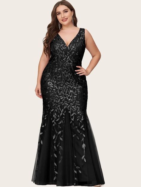 Sleeveless Mermaid Dress, Mesh Prom Dress, Plus Size Sequin, Black Bridesmaids, Womens Prom Dresses, Skirt And Sneakers, Ever Pretty, Black Bridesmaid Dresses, Bridesmaid Dresses Plus Size