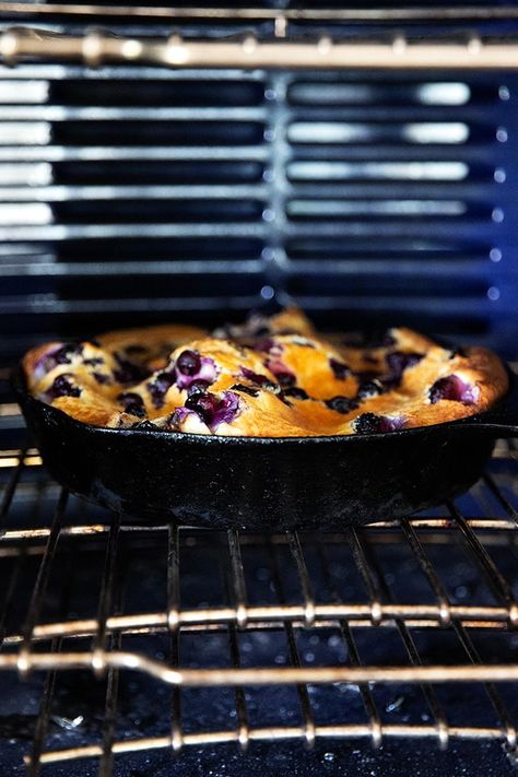 Fresh Lemon-Blueberry Dutch Baby | Alexandra's Kitchen Lemon Blueberry Dutch Baby Recipe, Lemon Blueberry Dutch Baby, Blueberry Dutch Baby, Dutch Babies, Dutch Baby Recipe, High Protein Pancakes, Dutch Baby, What's For Breakfast, Pancakes And Waffles