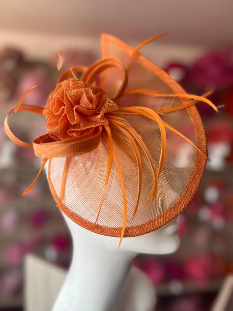 Crescent Design Half Disc Orange Wedding Fascinator-Fascinators Direct Standout From The Crowd, Tangerine Wedding, Orange Fascinators, Wedding Fascinators, Orange Colour, Orange Wedding, Race Day, Wedding Hair Accessories, Wedding Outfit