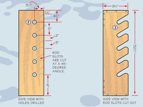 Build a Homemade Fishing Rod Rack - Fishing by Boys' Life Fishing Pole Storage Ideas, Garage Fishing, Diy Fishing Pole, Diy Fishing Rod Holder, Fishing Pole Rack, Fishing Pole Storage, Diy Fishing Rod, Fishing Pole Holder, Fishing Storage