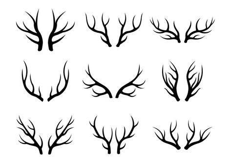 Christmas Deer Antlers Set vector illustration Antler Art Drawing, Antlers Drawing, Antler Art, Logo Banners, Cityscape Photos, Deer Antlers, Christmas Deer, Nature Backgrounds, Heart With Arrow