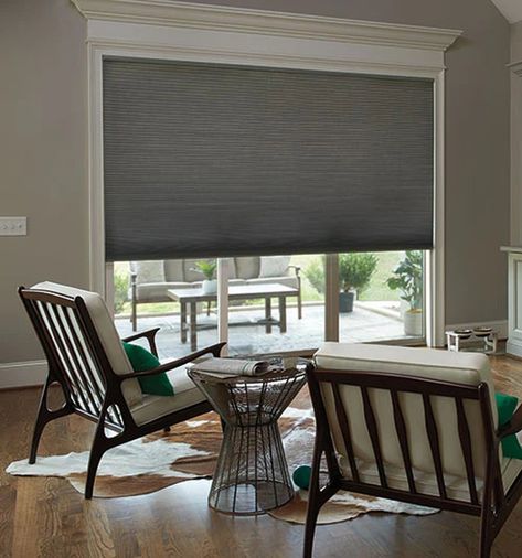 6 Sliding Glass Door Curtain Ideas | Hunker Slider Door Window Treatments, Sliding Door Shades, Large Windows Living Room, Large Window Treatments, Blinds For Large Windows, Glass Door Window Treatments, Patio Door Window Treatments, Glass Door Coverings, Sliding Glass Door Window Treatments