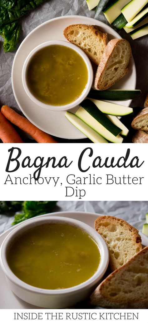 Bagna Cauda Recipe made with anchovies, garlic, butter a little olive oil. A traditional Italian recipe that's served with raw vegetables and crusty bread for dunking. A seriously addictive and simple appetizer that's hard to pull yourself away from. More authentic Italian recipes at Inside The Rustic Kitchen. #authenticItalian #Italianfood Bagna Cauda Recipe, Anchovy Recipes, Authentic Italian Recipes, Italian Recipes Appetizers, Simple Appetizer, Pesto Dip, Dip Sauce, Italian Recipes Traditional, Italian Recipe