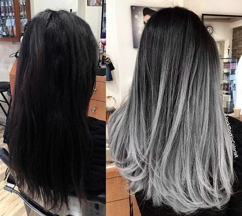 Cabello Pelo Color Ceniza, Grey Balayage, Nails Gray, Grey Ombre Hair, Hair Dyes, Silver Hair Color, Ideas Nails, Brown Blonde Hair, Ombre Hair Color