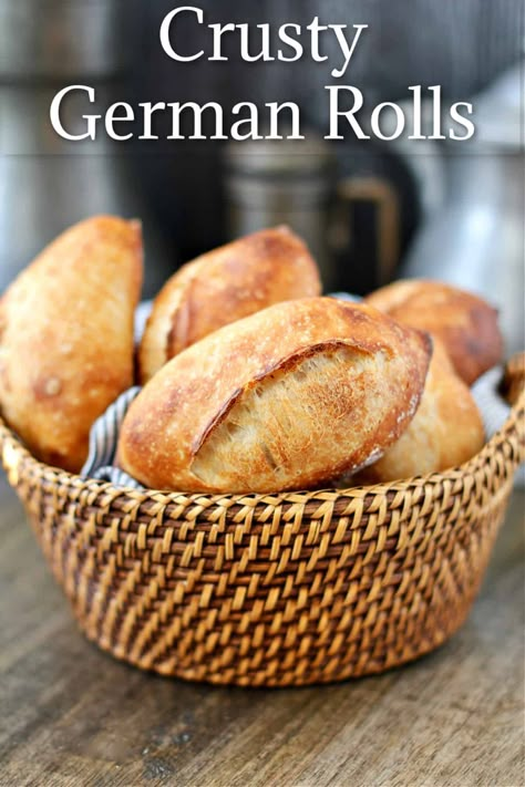 German Rolls, Crusty Bread Recipe, Crusty Rolls, German Bread, Knead Bread Recipe, Artisan Bread Recipes, Homemade Bread Recipes, No Knead Bread, Yeast Breads