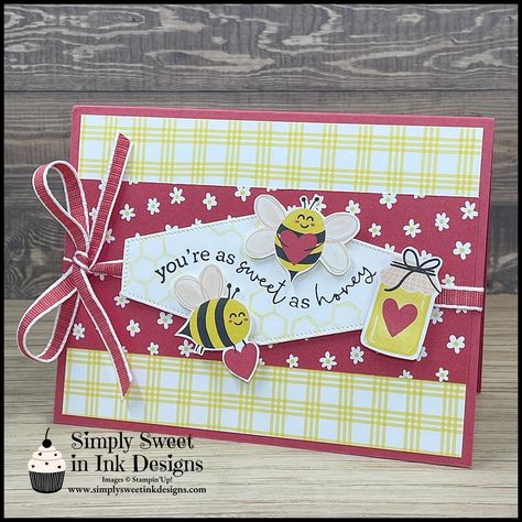 Bee Valentines Cards, Bee My Valentine, Stampin Up Valentine Cards, Bee Mine Valentine, Bee Valentine, Cardstock Crafts, Mother Card, Valentine Cards Handmade, Hand Made Greeting Cards