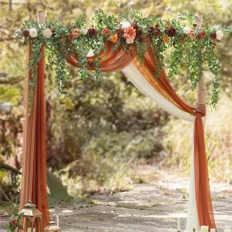 Wedding Backdrop Floral Garland Hanging Vines Wedding Arch - Temu Hanging Eucalyptus, Fall Wedding Arches, Wedding Arches Outdoors, Backdrop Floral, Fall Wedding Color Schemes, Fall Wedding Ceremony, Rose Arbor, Emerald Green Weddings, Wedding Arch Flowers