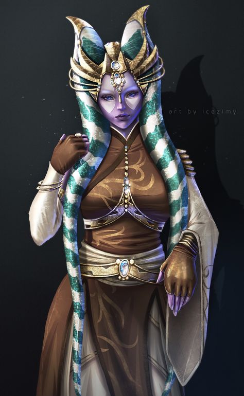 ArtStation - Jedi Master Faleem Gynta 2 - Commission, icezimy Togruta Female Oc, Twi’lek Male, Togruta Jedi, Syfy Art, Female Mandalorian, Female Jedi, Star Wars Species, Alien Species, Twi Lek