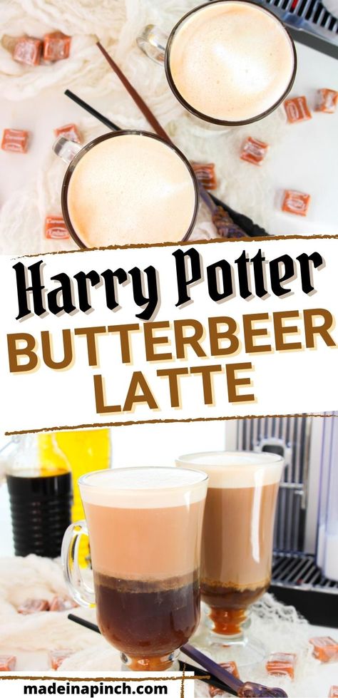 Calling all Harry Potter fans! This Starbucks Butterbeer Latte is a must-have! Transport yourself to your favorite school of magic sip by sip with this delicious and creamy Butterbeer Latte Recipe. You only need a few ingredients to enjoy this rich coffee treat. Harry Potter fans and coffee-lovers will ALL go crazy for this sweet and creamy crowd pleasing Starbucks Butterbeer Latte. #copycat #harrypotter #starbucks Starbucks Butterbeer Recipe, Butterbeer Latte, Family Meals Kid Friendly, Iced Matcha Green Tea, Coffee Food Truck, Harry Potter Butter Beer, Butterbeer Recipe, School Of Magic, Healthy Kid Friendly Meals