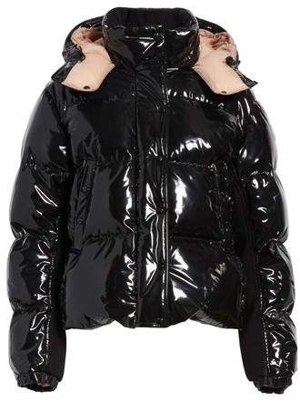 Moncler Gaura Shiny Down Quilted Puffer Coat. A glossy, lacquered finish gives new shine to a water-repellent, channel-quilted puffer coat insulated with premium down fill. Moncler Jacket Women, Moncler Coat, Color Block Coats, Stand Collar Coat, Puffy Coat, Moncler Jacket, Woman Suit Fashion, Collar Coat, Lily Collins