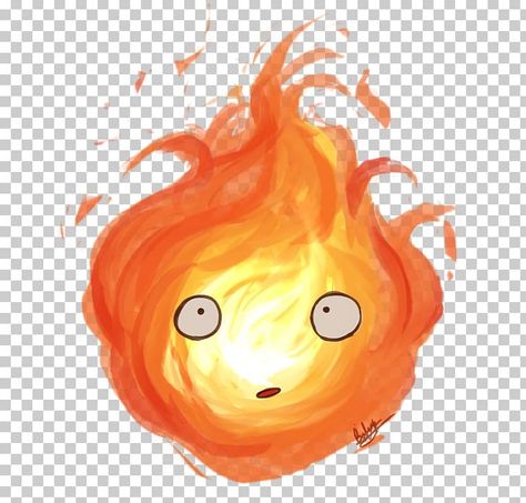 Orange Computer Wallpaper, Howl Studio Ghibli, Calcifer Drawing, Drawing Wizard, Calcifer Studio Ghibli, Ghibli Png, Calcifer Art, Wizard Howl, Studio Ghibli Party