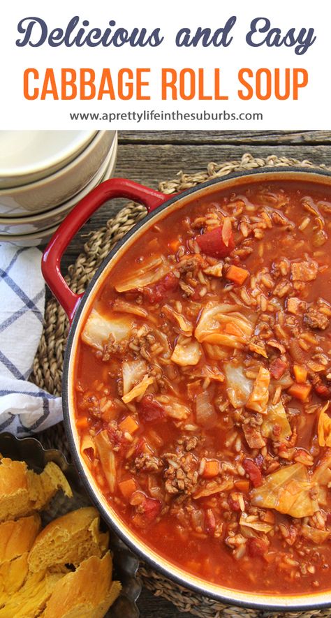 Cabbage Soup With Ground Beef, Stuffed Cabbage Soup, Easy Cabbage Rolls, Ground Beef And Rice, Cabbage Roll Soup, Cabbage Roll, Soup With Ground Beef, Cabbage Soup Diet, Stuffed Cabbage