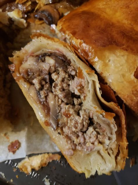 Ground Beef Wellington | Nik Snacks - Nik Snacks Homemade Beef Wellington, Meatloaf Wellington, Ground Beef Wellington, Phyllo Recipes, Wellington Recipe, Beef Wraps, Fancy Date Night, Fancy Date, Beef Wellington Recipe