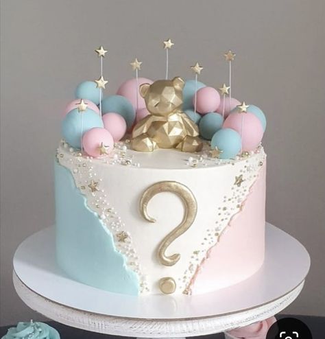 Gender Torte, Gender Reveal Ideas Food, Gender Reveal Cake Design, 30 Cakes, Blue Baby Shower Cake, Baby Shower Gender Reveal Cake, Gender Reveal Cakes, Simple Baby Shower Cake, Baby Reveal Cakes