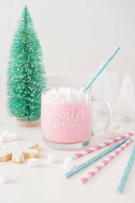 My Favorite Pink Hot Cocoa Pink Hot Cocoa, Cocoa Bar Ideas, Hot Cocoa Bar Ideas, Winter Wonderland Party Theme, Hot Cocoa Party, Cocoa Party, Hot Cocoa Recipe, Winter Onederland Birthday, Cocoa Recipes