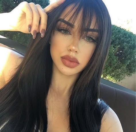 7 Things You Need to Know Before Getting Bangs| Haircut| Hair Trends| Styled Hair Peruvian Straight Hair, Long Hair With Bangs, Long Black Hair, Haircuts With Bangs, Grunge Hair, Human Hair Extensions, Long Black, 100 Human Hair, Hairstyles With Bangs